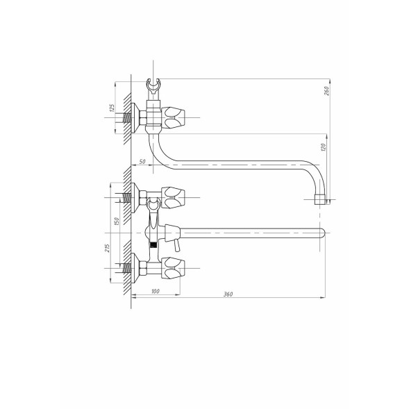 Смеситель для ванны и раковины 1/2 кер ПРОФСАН ПСМ-157-48 &amp;quot;ЕВРО&amp;quot;, эксцентрики &amp;quot;ЕВРО&amp;quot;, ХРОМ - PSM-157-48 