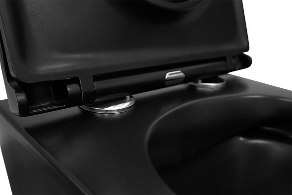 Унитаз подвесной Azario Grado 490х370х360 безободковый с сиденьем микролифт, черный матовый (AZ-0046-MB)