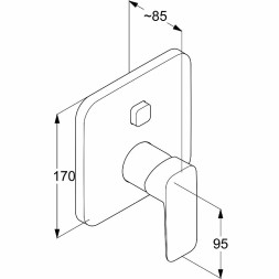 Смеситель для душа Kludi Pure Style внешняя часть, керамический картридж, черный матовый (406593975)