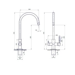Смеситель для кухни 35k MIXLINE MLSS-03202 СЕРЫЙ  подкл.к фильтру* - MLSS-03202 Серый 