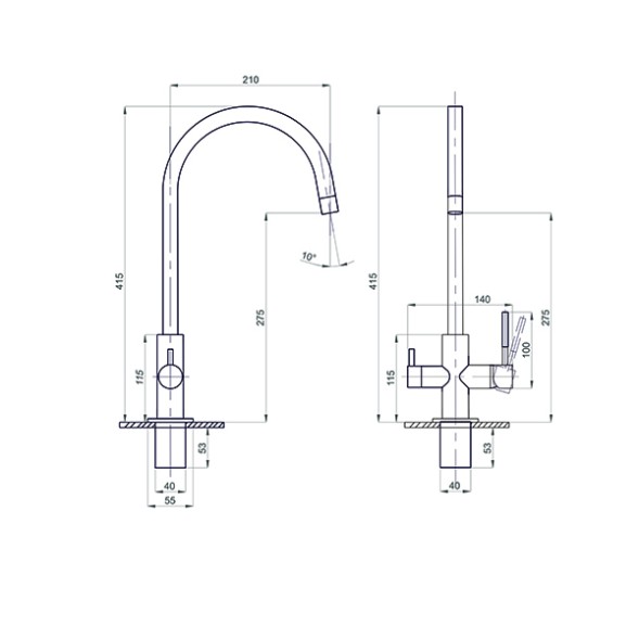 Смеситель для кухни 35k MIXLINE MLSS-03202 СЕРЫЙ  подкл.к фильтру* - MLSS-03202 Серый 