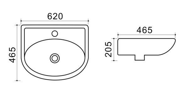 Раковина Azario 63х47,5х22 подвесная, белая (TEO-60)