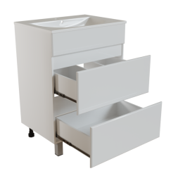 Тумба д/ванной &amp;quot;БРИКС-60&amp;quot; 2 ящика под раковину &amp;quot;Breeze 60&amp;quot; мебельный (Sanita Luxe) (ПВХ) - 555634 
