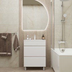 Тумба д/ванной &amp;quot;БРИКС-60&amp;quot; 2 ящика под раковину &amp;quot;Breeze 60&amp;quot; мебельный (Sanita Luxe) (ПВХ) - 555634 