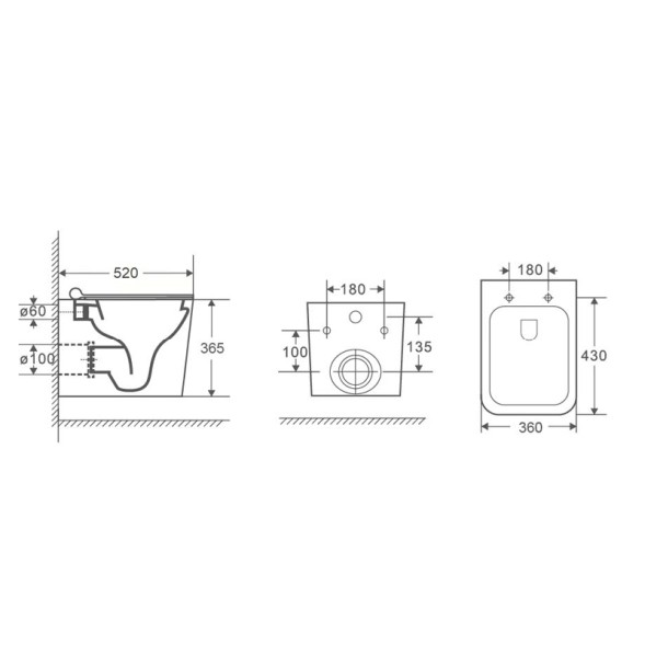Унитаз подвесной Azario Boca 360х520х365 безободковый, с быстросъемным сиденьем микролифт (AZ-2002)