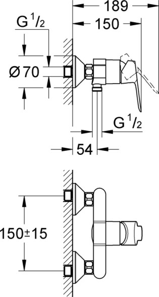 Смеситель для душа BauEdge, хром (23333000)