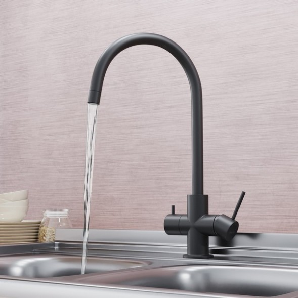 Смеситель для кухни 35k MIXLINE MLSS-03202 ЧЕРНЫЙ  подкл.к фильтру* - MLSS-03202 Черный 