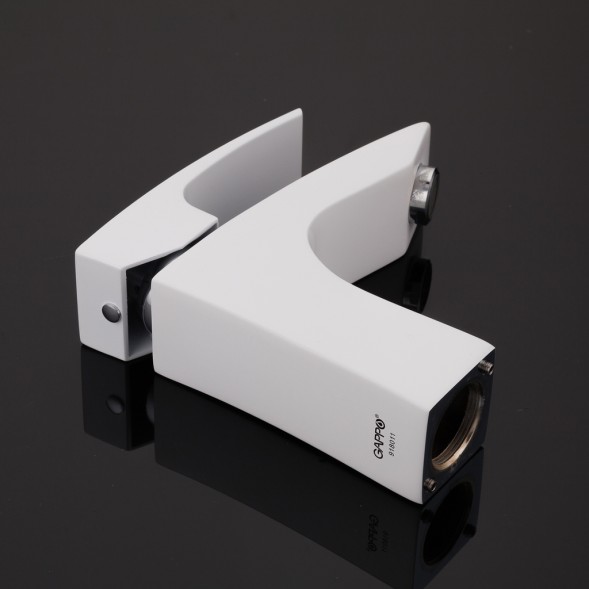 Смеситель для раковины 35к G1007-7 GAPPO литой, п/гайку, БЕЛЫЙ-ХРОМ - G1007-7 