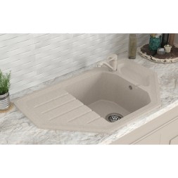 Мойка ML-GMS17 СТАНДАРТ угловая с крылом, бежевый (328), 780*485*190мм - 00-00002378 