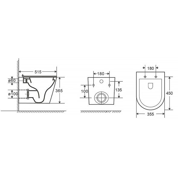 Унитаз подвесной Azario MONEO 530х365х370 безободковый, в комплекте с быстросъемным сидением микролифт (AZ-0062)