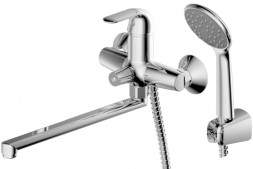 Смеситель для ванны Bravat Fit с длинным изливом и душевой лейкой, хром (F6135188CP-LB-RUS)