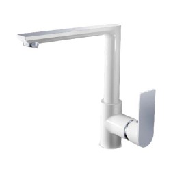 Смеситель для кухни 35к HB70505-8 HAIBA боковая б/отв п/гайку БЕЛЫЙ/ХРОМ - HB70505-8