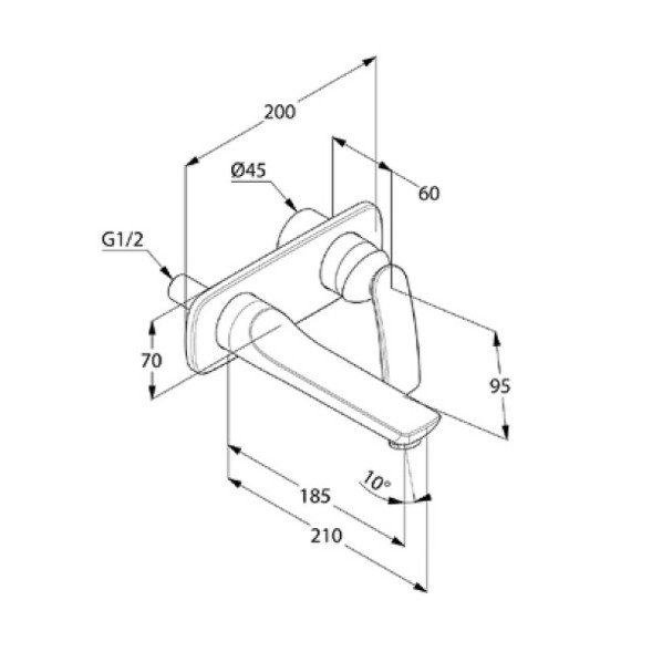 Смеситель для раковины KLUDI BALANCE внешняя монтажная часть, излив 185 мм, хром (522460575)