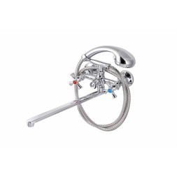 Смеситель для ванны и раковины 1/2 кер ПРОФСАН ПСМ-159-75 "ЕВРО", эксцентрики "ЕВРО,КРЕСТ, ХРОМ - PSM-159-75