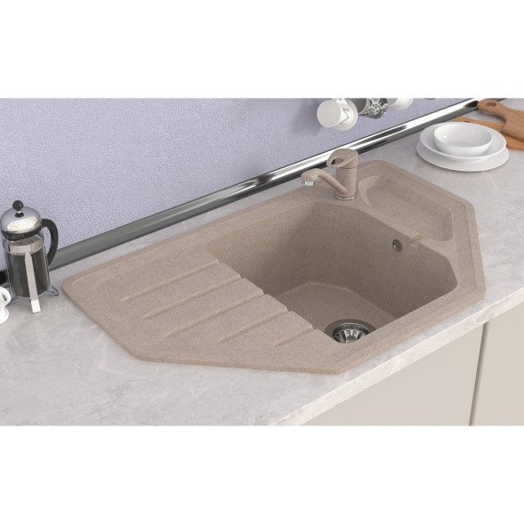 Мойка ML-GMS17 СТАНДАРТ угловая с крылом, песочный (302), 780*485*190мм - 00-00002375 