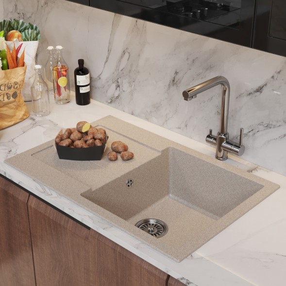 Мойка ML-GM31 КОМФОРТ с крылом, бежевая (328), 770*500*190мм - 00-00009499 