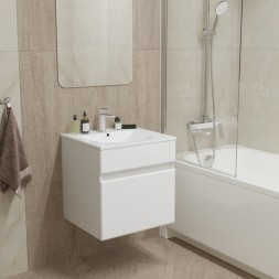 Тумба д/ванной &amp;quot;БРИКС-50&amp;quot; подвесная под раковину &amp;quot;Breeze 50&amp;quot; мебельный (Sanita Luxe) (ПВХ) - 555003 