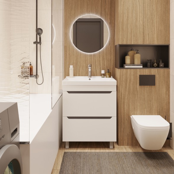 Тумба д/ванной &amp;quot;Лайн-60&amp;quot; 2 ящика под раковину Fest-60 (Sanita Lux) (ПВХ) - 555470 