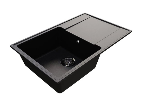 Мойкa ML-GMU07 УЛЬТРА с крылом, черный камень, 735*475 мм (глуб. чаши 175) - 00-001425 