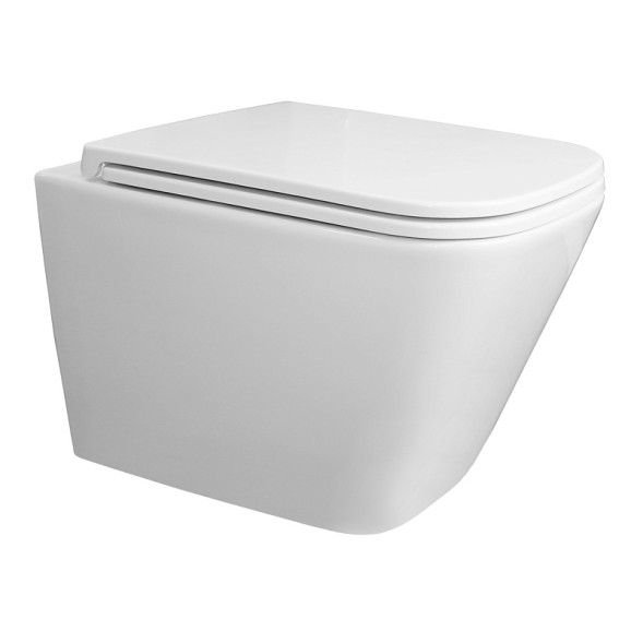 Унитаз подвесной Azario Teramo 340х490х350 безободковый, система слива &amp;quot;Скрытое торнадо&amp;quot;,  в комплекте с сидением микролифт (AZ-0052-UQ3)