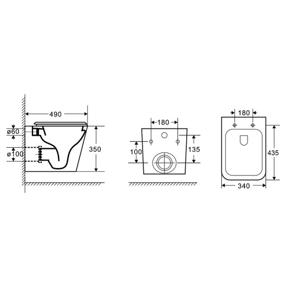 Унитаз подвесной Azario Teramo 340х490х350 безободковый, система слива &amp;quot;Скрытое торнадо&amp;quot;,  в комплекте с сидением микролифт (AZ-0052-UQ3)