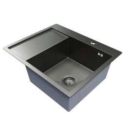 Мойка настол.монтаж 60х50 (3,0) прав. вып 3 1/2  MIXLINE PRO 20см с сифоном (черный графит) - 552929