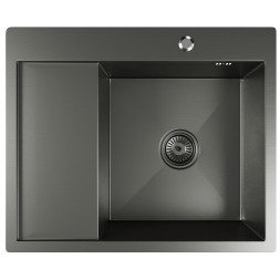 Мойка настол.монтаж 60х50 (3,0) прав. вып 3 1/2  MIXLINE PRO 20см с сифоном (черный графит) - 552929