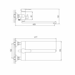 Смеситель для ванны и раковины 35k MIXLINE MLSS32-02 &amp;quot;Stainless&amp;quot; НЕРЖ - MLSS32-02 