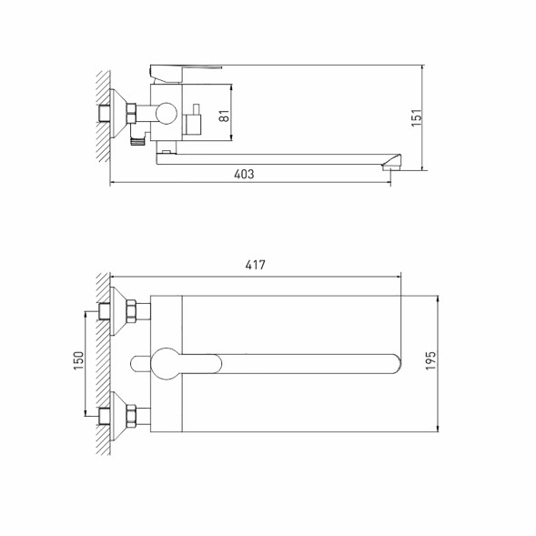 Смеситель для ванны и раковины 35k MIXLINE MLSS32-02 &amp;quot;Stainless&amp;quot; НЕРЖ - MLSS32-02 