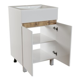 Тумба д/ванной &amp;quot;БРИКС-50&amp;quot; 2 створки белый/дуб вотан под рак.&amp;quot;Breeze 50&amp;quot; мебельный (Sanita Luxe)(ПВХ) - 556811 