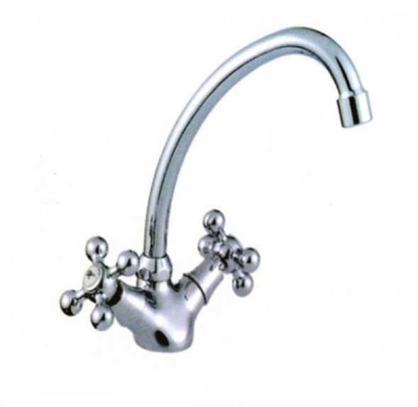 Смеситель для кухни 1/2 кер L4119 Ledeme КРЕСТ лит нос, силумин - L4119 