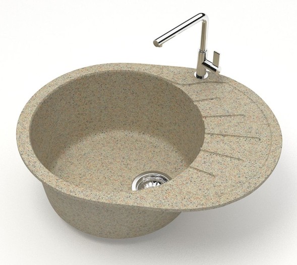 Кухонная мойка AZARIO Light 575х440х215) искусственный мрамор, цвет Песочный (CS00079922)