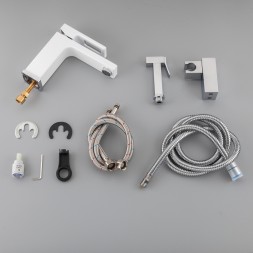 Смеситель для раковины 35к G1017-1 GAPPO литой, с гигиенической лейкой, БЕЛЫЙ-хром - G1017-1 