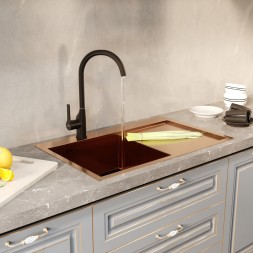 Мойка настол.монтаж 78х50 (3,0) лев. вып 3 1/2  MIXLINE PRO 20см с сифоном (бронза) - 552921