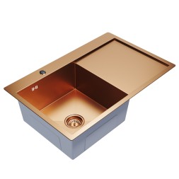 Мойка настол.монтаж 78х50 (3,0) лев. вып 3 1/2  MIXLINE PRO 20см с сифоном (бронза) - 552921