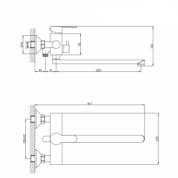 Смеситель для ванны и раковины 35k MIXLINE MLSS36-02 &amp;quot;Steel Kit&amp;quot; НЕРЖ - MLSS36-02 