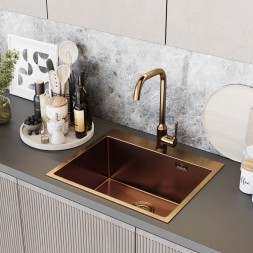 Мойка настол.монтаж 60х50 (3,0) вып 3 1/2  MIXLINE PRO 22см с сифоном (бронза) - 555135