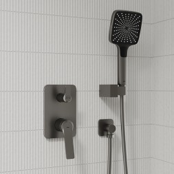 Душевая система 35к IDDIS PARGM02i67 "Parker" лейка "Тропический душ" встраиваемая ГРАФИТ матовый - PARGM02i67