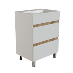 Тумба д/ванной &amp;quot;БРИКС-50&amp;quot; 2 ящика белый/дуб вотан под рак.&amp;quot;Breeze 50&amp;quot; мебельный (Sanita Luxe) (ПВХ) - 556808 