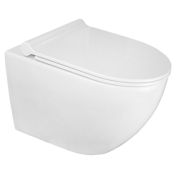 Унитаз подвесной Azario Geno 490х360х360 безободковый, с ультратонким сиденьем микроклифт (AZ2196D)