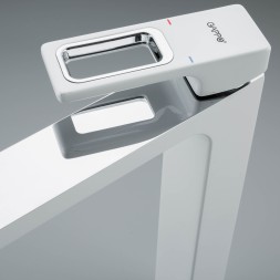 Смеситель для раковины 35к G1017-2 GAPPO литой, высокий, БЕЛЫЙ-ХРОМ - G1017-2 