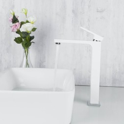 Смеситель для раковины 35к G1017-2 GAPPO литой, высокий, БЕЛЫЙ-ХРОМ - G1017-2 