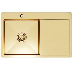 Мойка настол.монтаж 78х50 (3,0) лев. вып 3 1/2  MIXLINE PRO 20см с сифоном (золото) - 552918