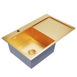 Мойка настол.монтаж 78х50 (3,0) лев. вып 3 1/2  MIXLINE PRO 20см с сифоном (золото) - 552918