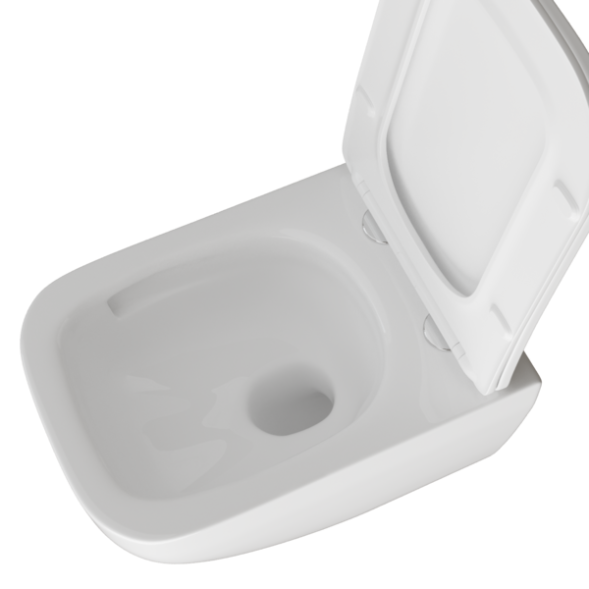 Унитаз подвесной безободковый WAVE STRONG Tornado3.0, сид. дюропласт, м/л, быстр, БЕЛЫЙ глянец (L) - 553610 