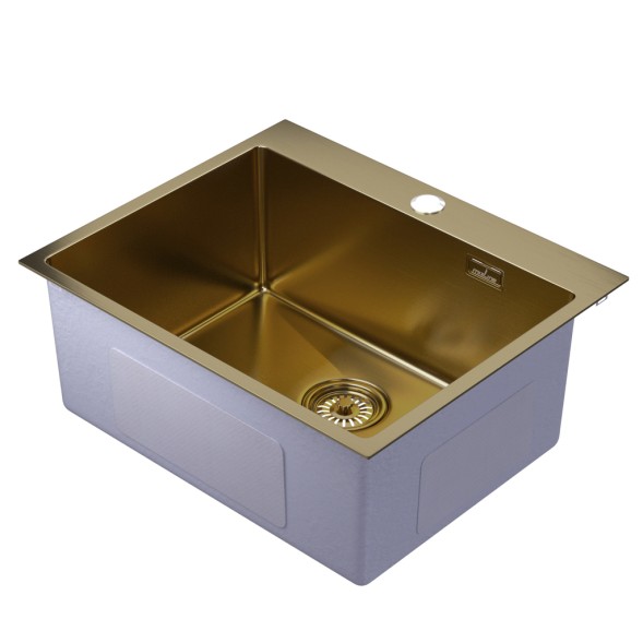 Мойка настол.монтаж 60х50 (3,0) вып 3 1/2  MIXLINE PRO 22см с сифоном (золото) - 555136 