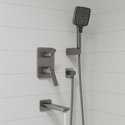 Душевая система 35к IDDIS PARGM03i68 "Parker" лейка "Тропический душ" встраиваемая ГРАФИТ матовый - PARGM03i68