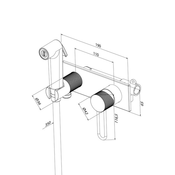Смеситель с гигиенической лейкой 35к IDDIS DUNMGV0i08 &amp;quot;Duna&amp;quot; встраиваемый, ЗОЛОТО мат. - DUNMGV0i08 
