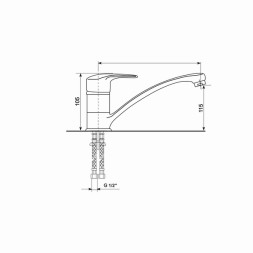 Смеситель для кухни 35к MIXLINE ML-GS03 (308) черный - 00-00001718