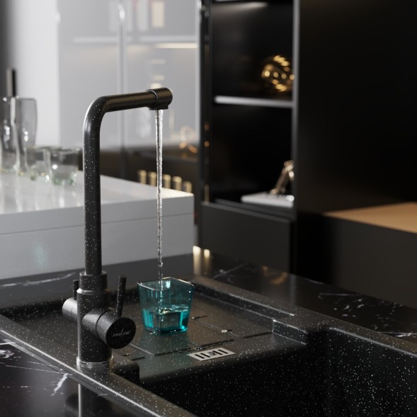 Смеситель для кухни 35к MIXLINE ML-GS13 (308) черный с вых. для питьевого фильтра - ML-GS13 (308) 